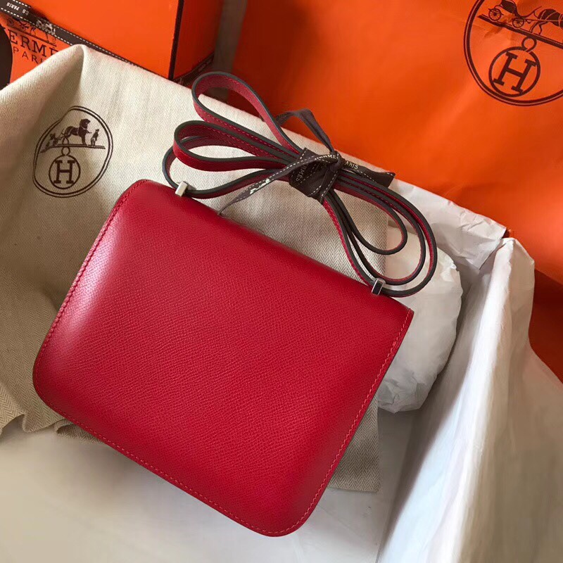 Hermes Constance 24cm Shoulder Bag In Red Epsom Leather